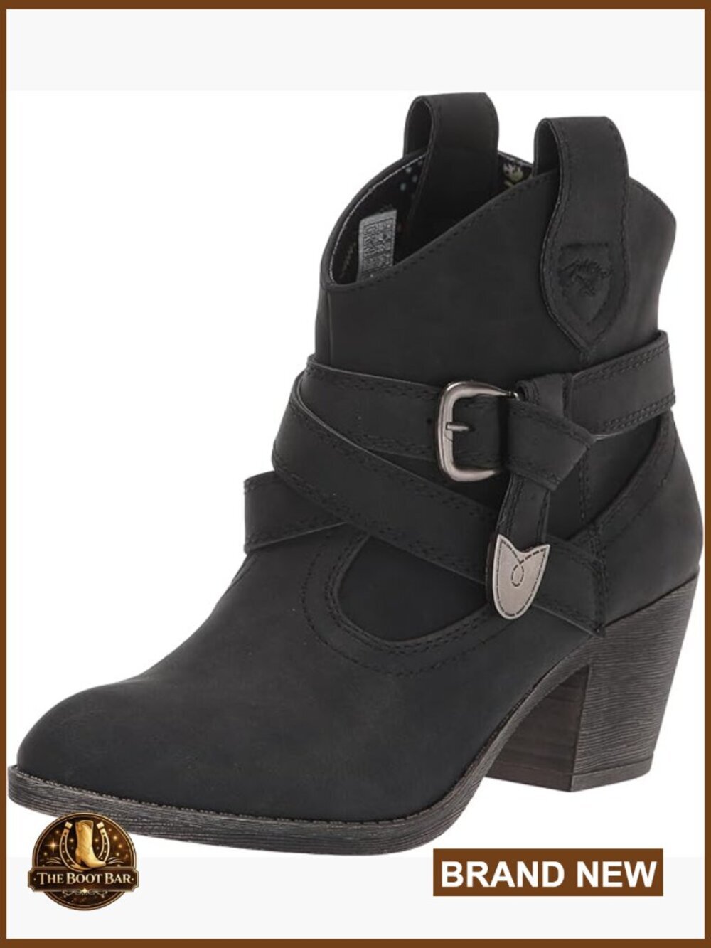 Faux Leather Ankle Booties with Block Heel & Pull Tabs - Picture 1 of 7